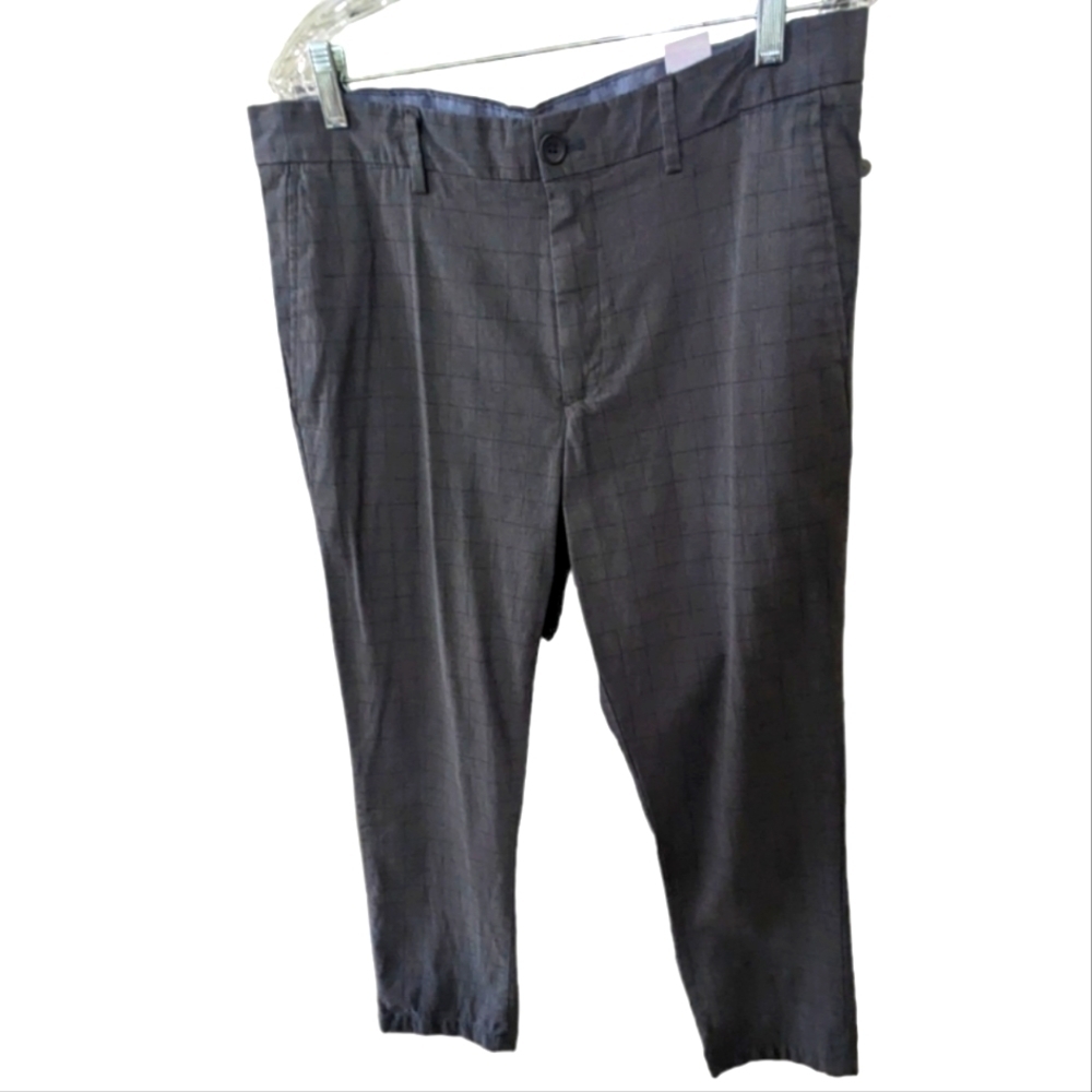 Banana Republic Gray Windowpane Slim Fit Pants Size 35 X 30 Stretch